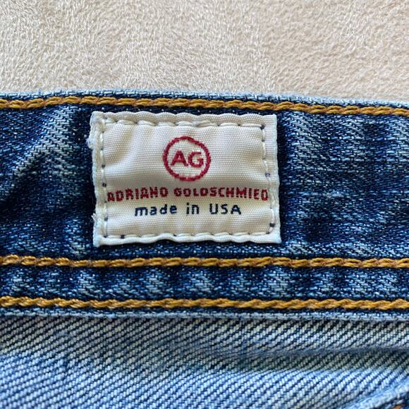 AG "Matchbox" Slim Straight Men's Distressed Destroyed Denim Jeans Size 30 Blue - Picture 5 of 9
